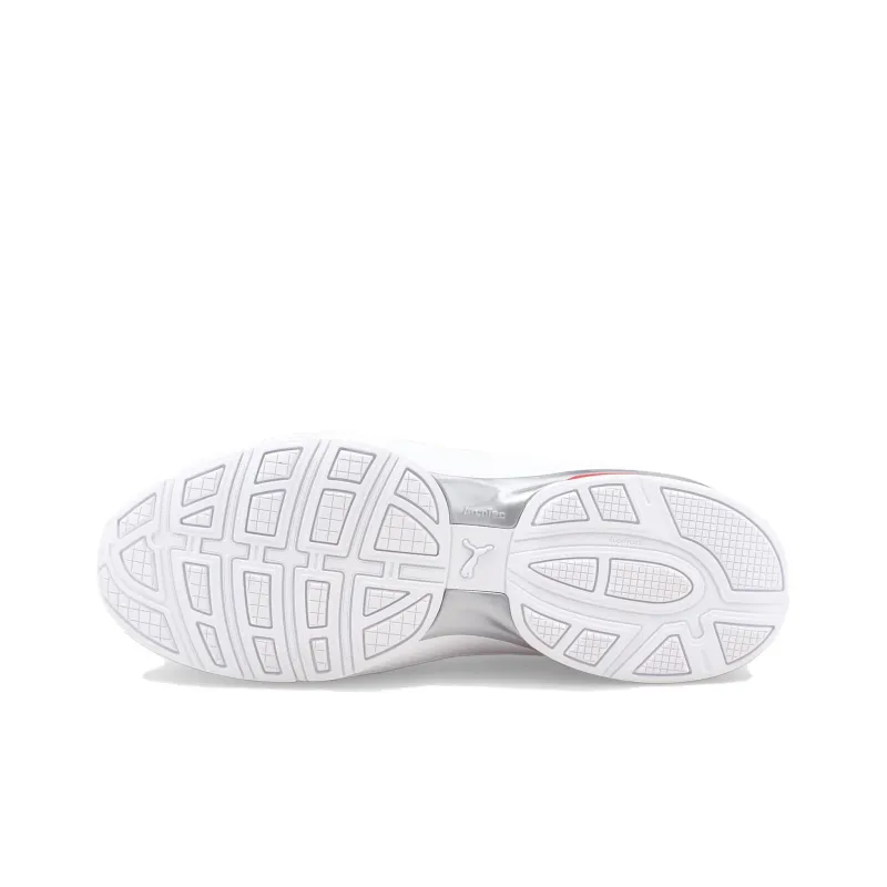 PUMA Axelion Slip Resistant Low Top Running Shoes Men's White Red-4