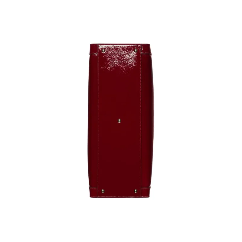 GUCCI Patent Leather Tote Bag Shopping Bag Shoulder Bag Handbag Medium Size Women's Deep Red-8