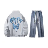 Set (Gray Coats+Dark Blue Washable Jeans)