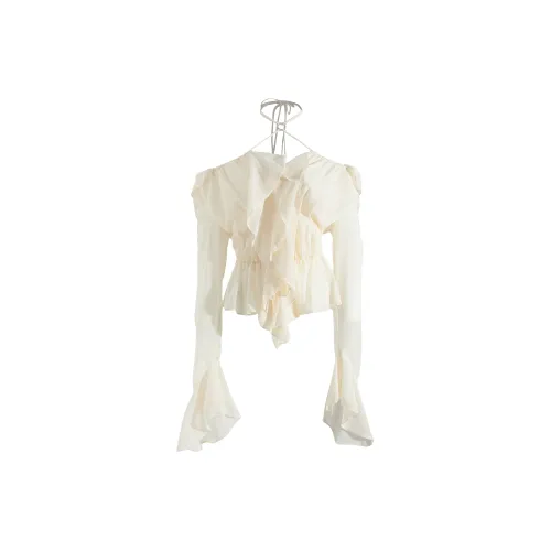 CPAURA Chiffon Shirts Women's Off White