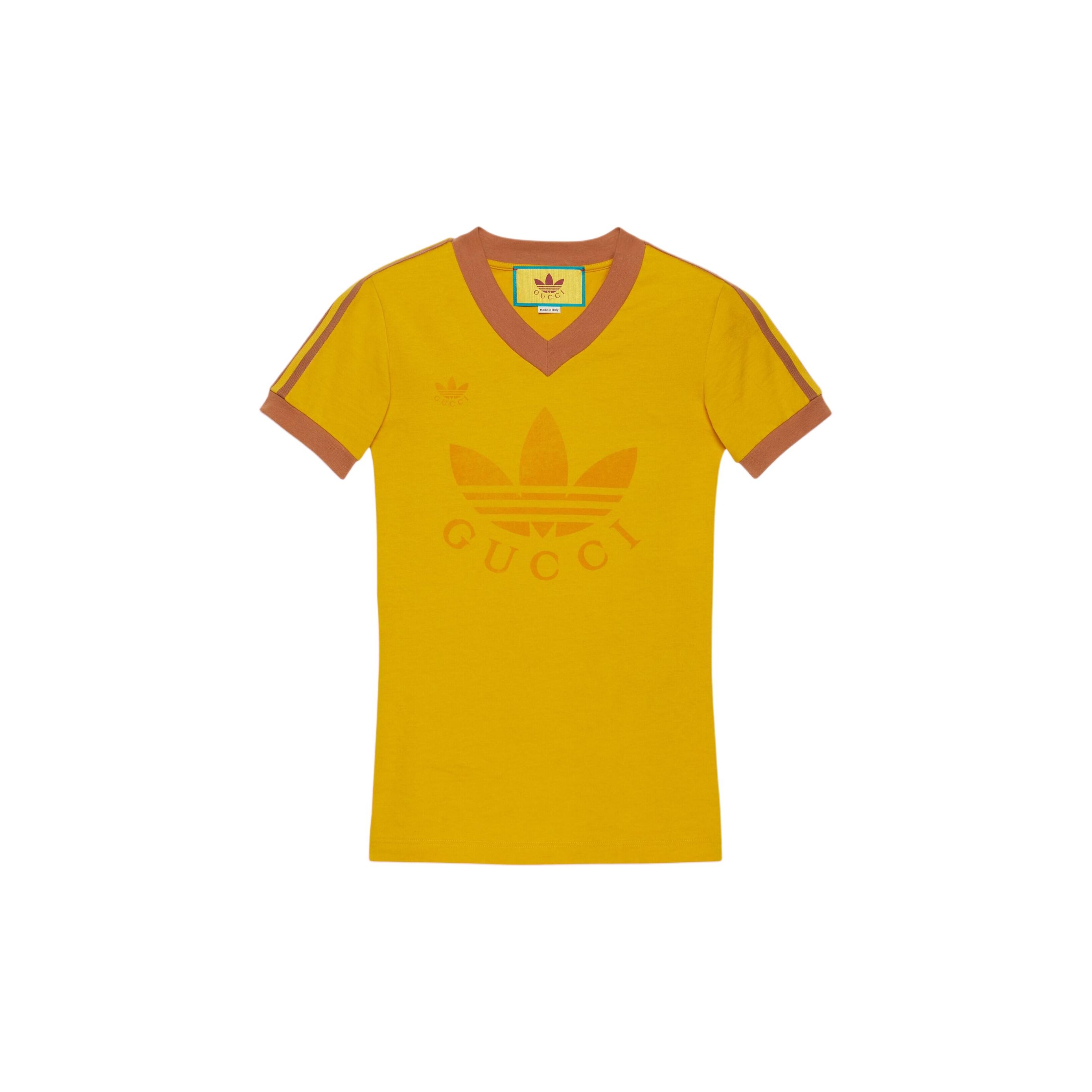 GUCCI X Adidas V Neck T Shirt Yellow