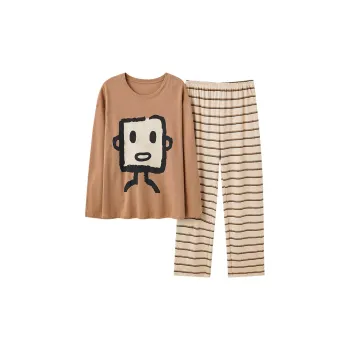 CHUDUAN Pajama Set Men's Light Brown