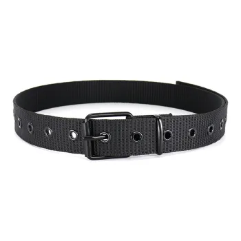 PISHUSHU Air-Eye Buckle Advanced Polyester Leather Belts Unisex Black Width: 3.5cm