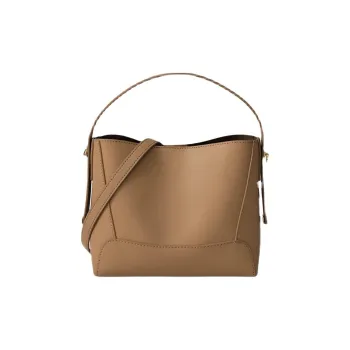 TOUCH MISS Cow Leather Bucket Bags Crossbody Bag Shoulder Bag Women's Cocoa Brown/Light Yellow/Vanilla Yellow