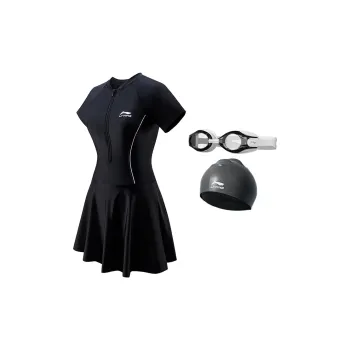 LiNing Swimming Sets Polyamide, Elastane Conservative A Line Skirt With Belly Coverage, Slimming Women's Black