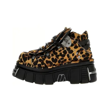 NEW ROCK x Vetements Wear Resistant Mid Top Casual Shoes Men's Leopard
