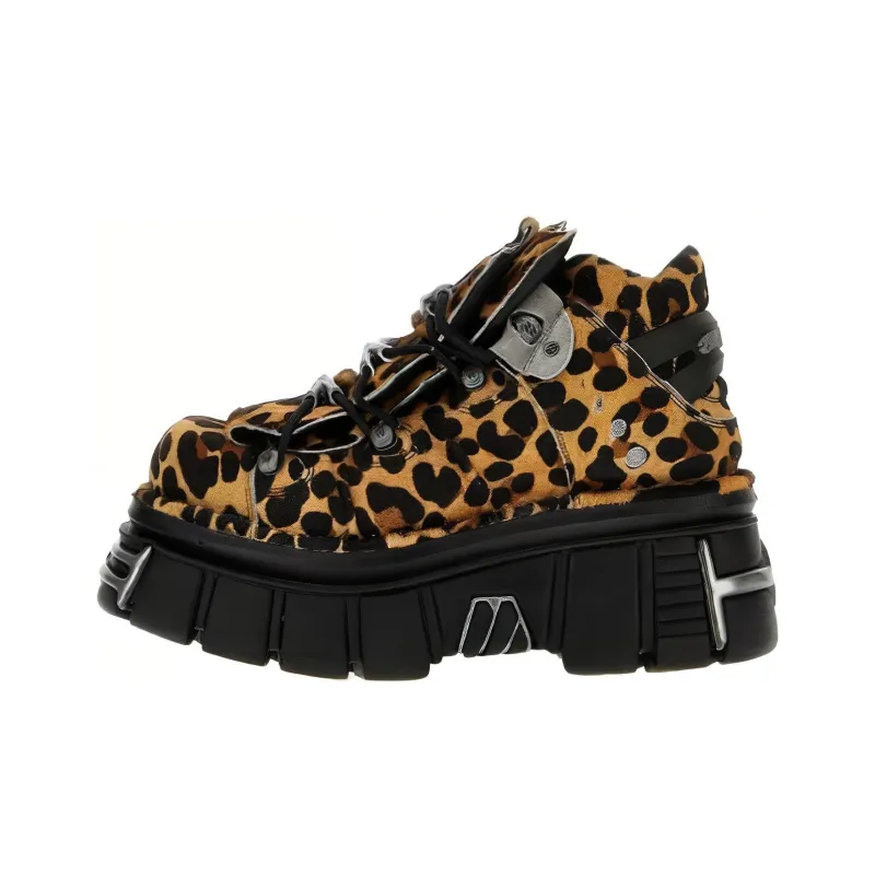 NEW ROCK x Vetements Wear-Resistant Mid-Top Casual Shoes Men's Leopard-0