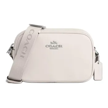 COACH Jamie Refined Calfskin Camera Bag Shoulder Bag Crossbody Bag Small Size Women's Silver & Chalk White
