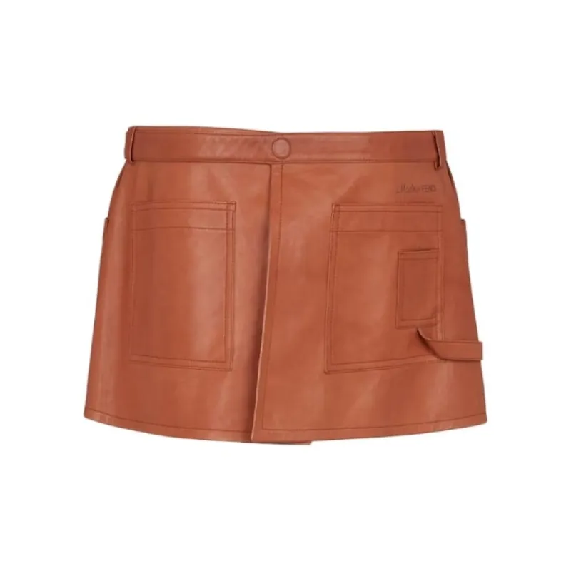 FENDI Tan Leather Skirt Men's Tan-1