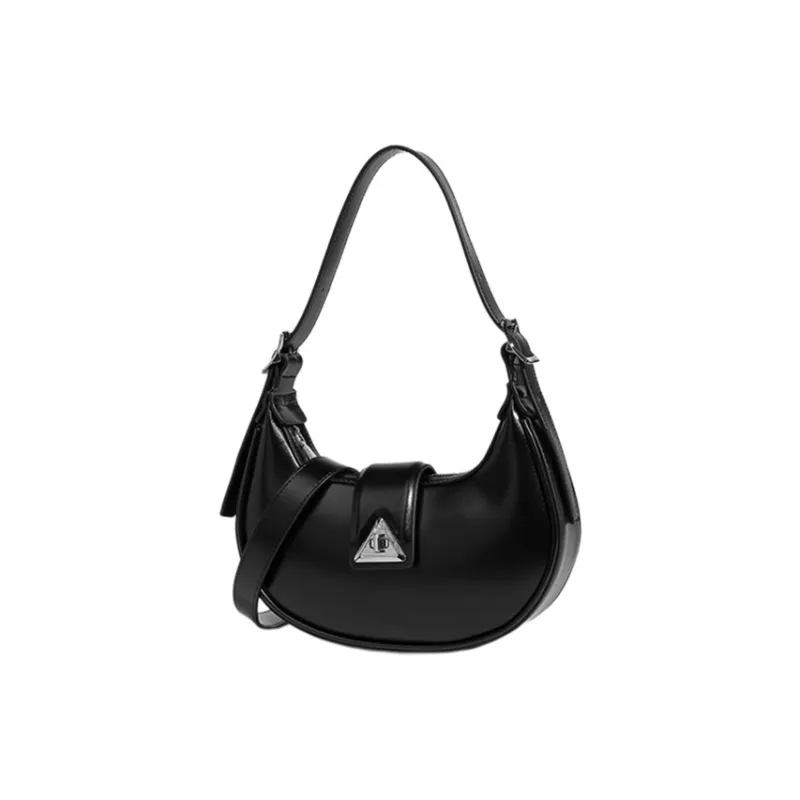 Carksky PU Shoulder Bag Crossbody Bag Moon Bag Shoulder Bag Regular Women's Black/White-8
