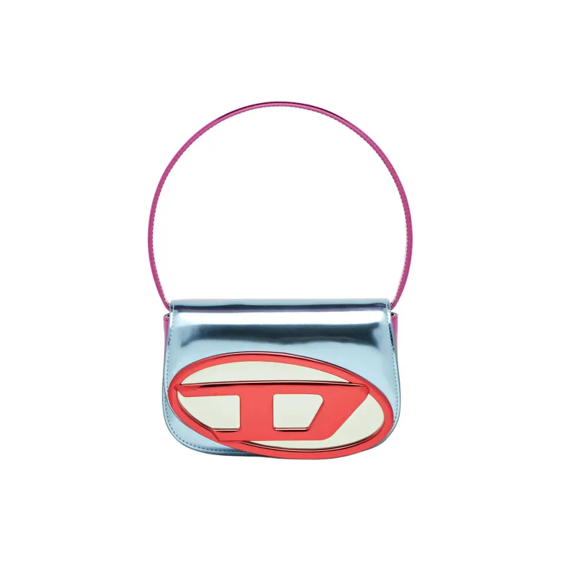 DIESEL Calfskin Shoulder Bag Women's Silver & Red-0