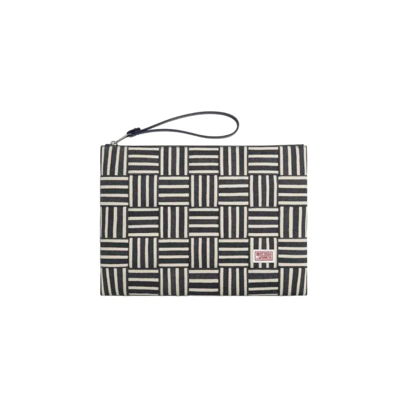Bottega Veneta Cotton Clutch Tubas Men's Marine Blue & White-0