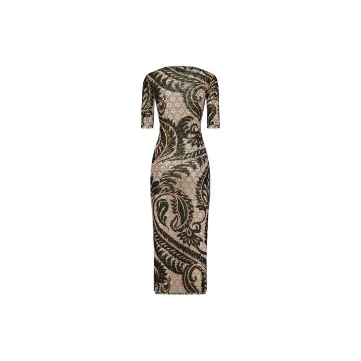 ETRO Paisley Print V Neck Tulle Maxi Dress-1