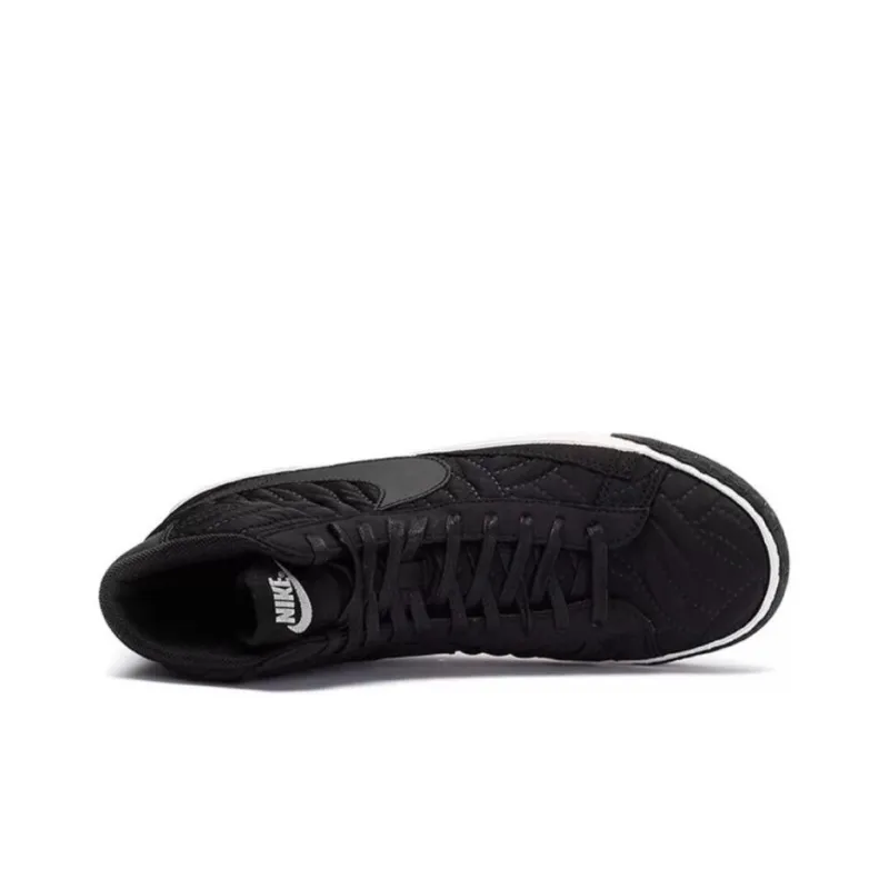 Nike Blazer Mid Premium Cushioning Wear Resistant Mid Top Skateboard Shoes GS Black White-3