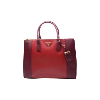 PRADA Cow Leather Handbag Women's Burgundy