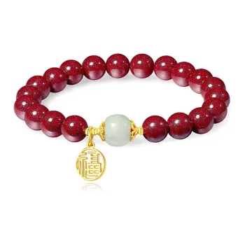 Asia Star Reconstructed Cinnabar Bracelets Women's
