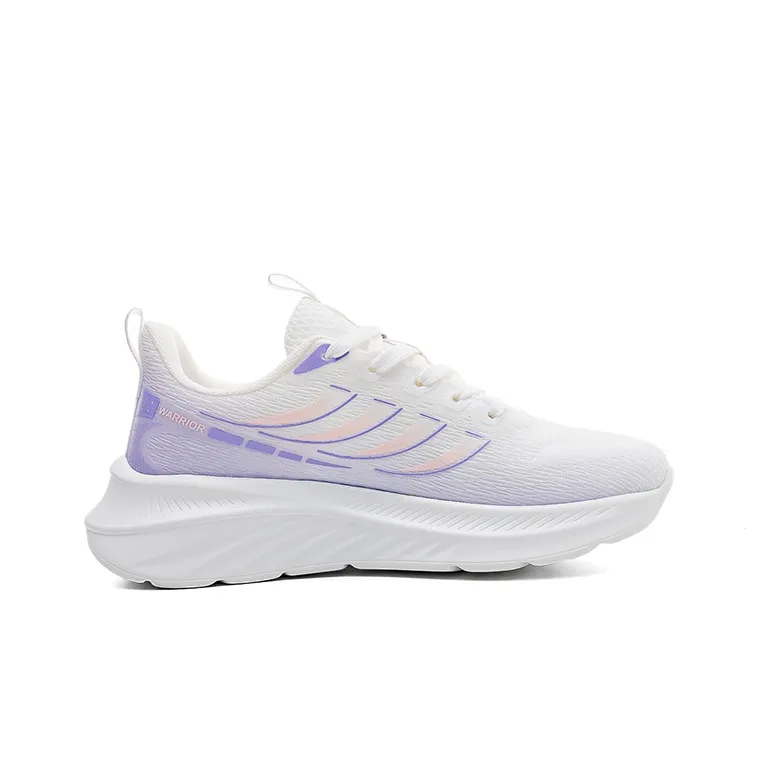 Warrior Durable Breathable Lightweight Low-Top Running Shoes Women's White Purple-2