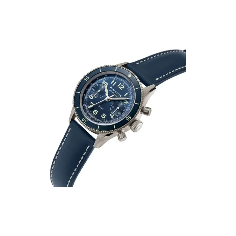 BLANCPAIN AIR COMMAND Collection Automatic Mechanical Movement Unisex Watch Blue Dial Leather Watch Bands-1