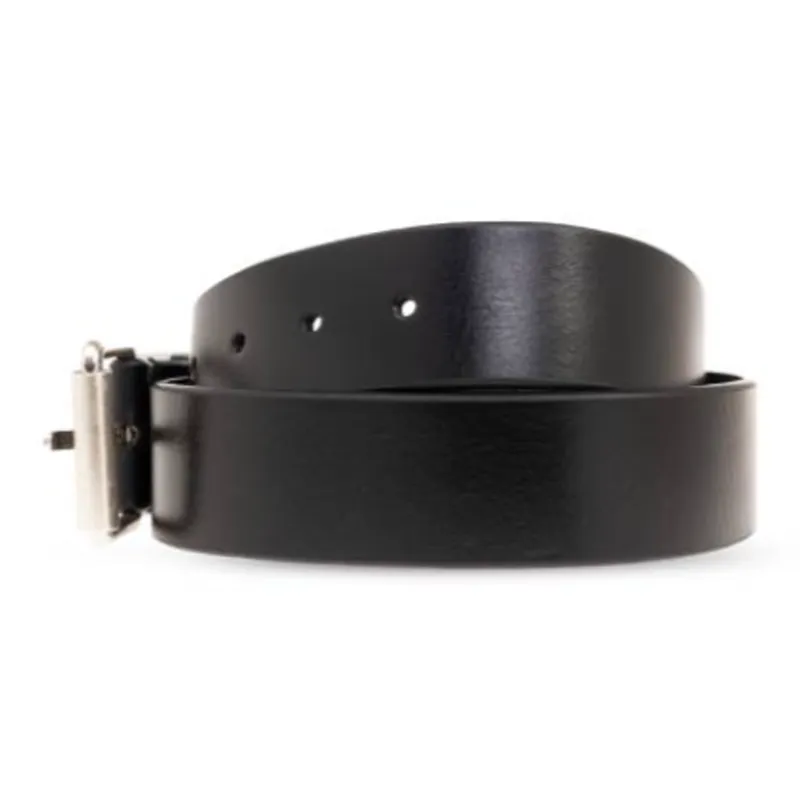 DIESEL B Glossy Logo Plaque Belt-1