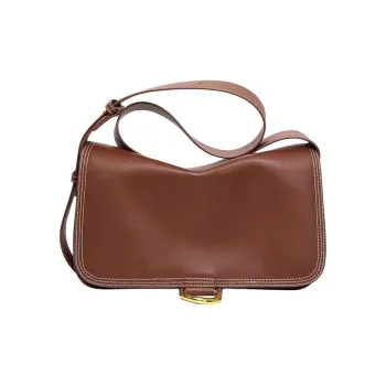 TOUCH MISS Cow Leather Small Square Bag Shoulder Bag Crossbody Bag Large Size Women's Black/Brick Red