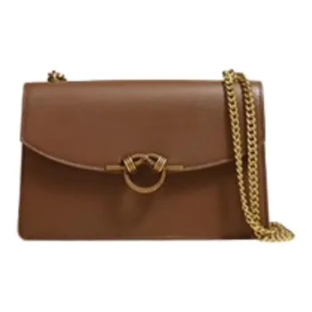 TOUCH MISS Lambskin Cow Leather Shoulder Bag Crossbody Bag Small Size Women's Cocoa