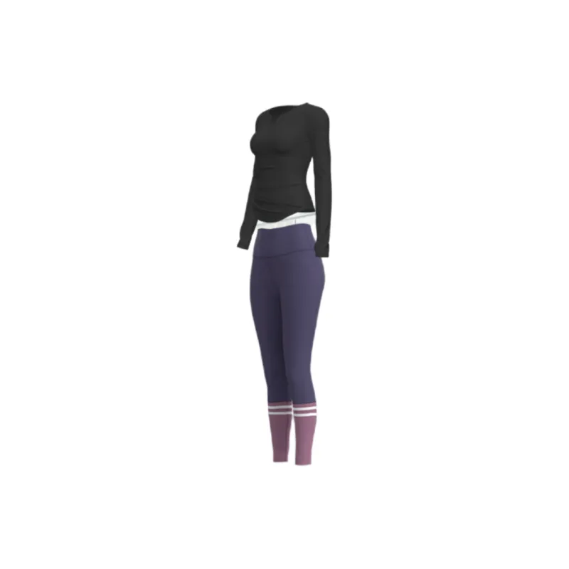 SINGLELADY Yoga Sets Polyester Indoor Yoga Pilates Running Fitness Purple Green Black-12