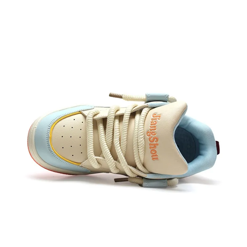 JIANGSHOU Anti-Slip Wear-Resistant Low-Top Skateboard Shoes Unisex Antique Blue-4