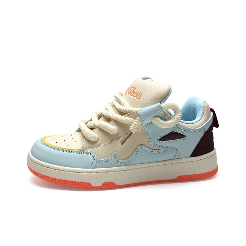 JIANGSHOU Anti-Slip Wear-Resistant Low-Top Skateboard Shoes Unisex Antique Blue-0