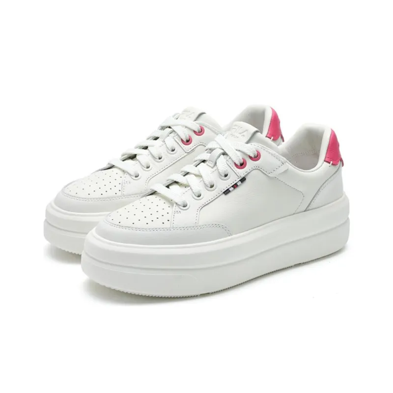 FILA Victoria Cushioning, Wear Resistant Low Top Skateboard Shoes Women's White Pink-1