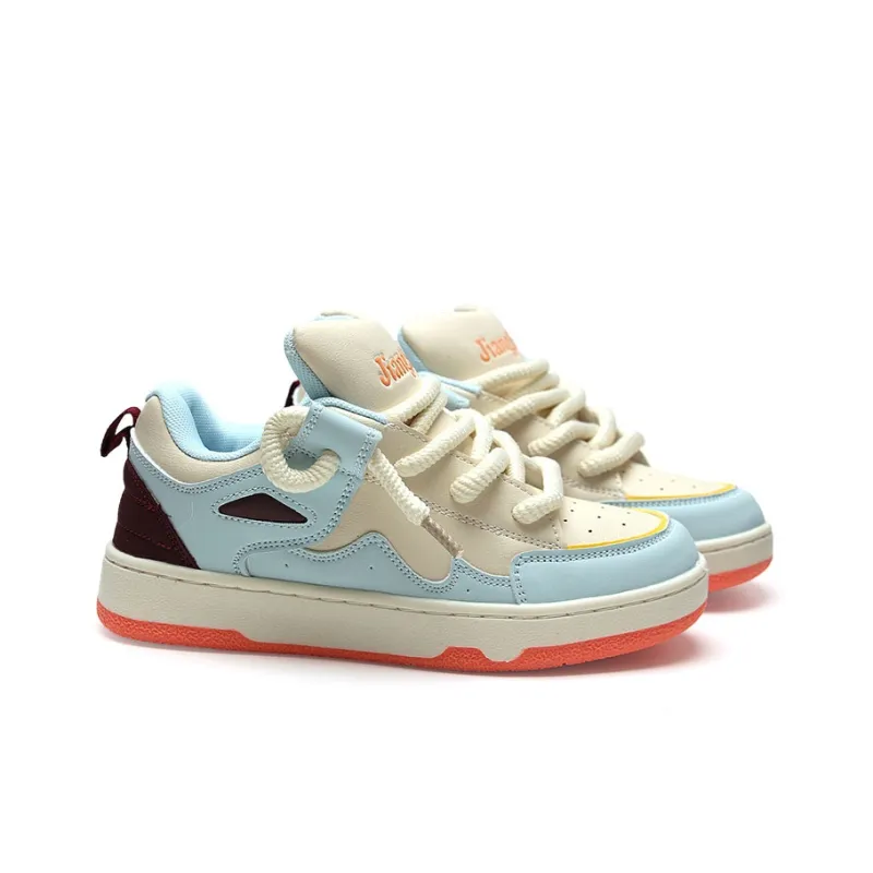 JIANGSHOU Anti-Slip Wear-Resistant Low-Top Skateboard Shoes Unisex Antique Blue-5
