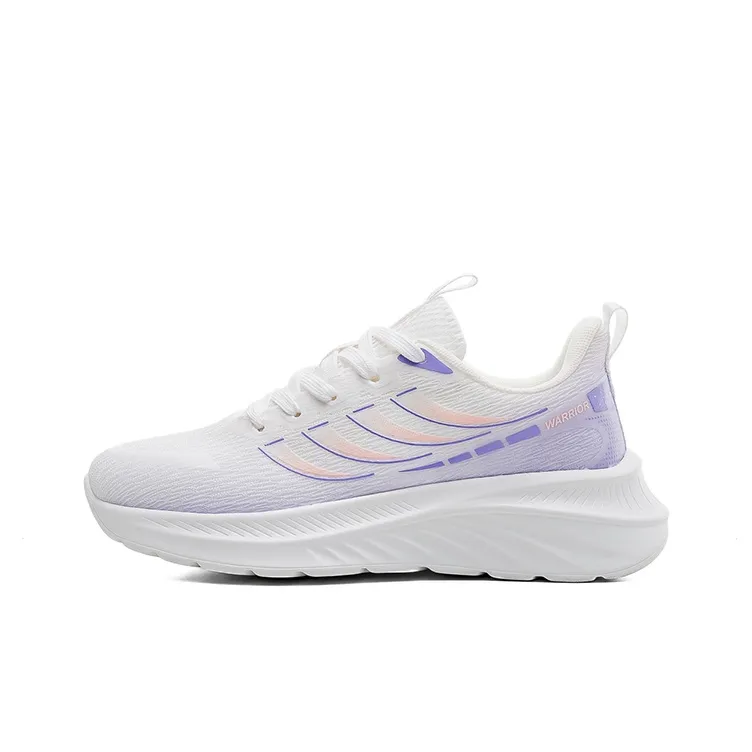 Warrior Durable Breathable Lightweight Low-Top Running Shoes Women's White Purple-0