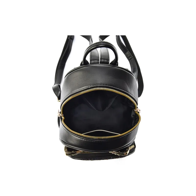 Weymond Soft Leather Backpack Women's Black/White/Gray-7