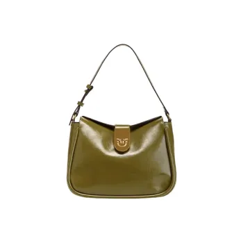PINKO Cowhide Split Leather Shoulder Bag, Crossbody Bag Women's Green