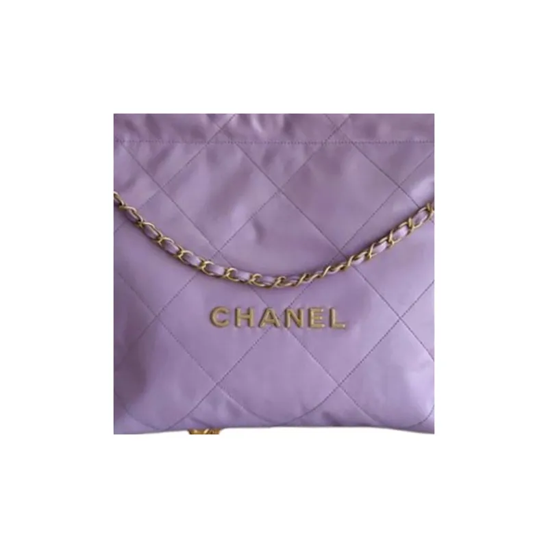 CHANEL Shiny Calfskin Tote Bag, Shopping Bag, Handbag, Shoulder Bag Women's Light Purple-2