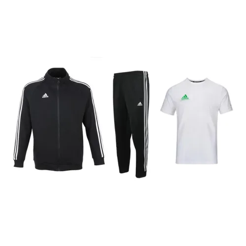 Adidas Casual Sportswear Men Black/White/White Background With Green Logo