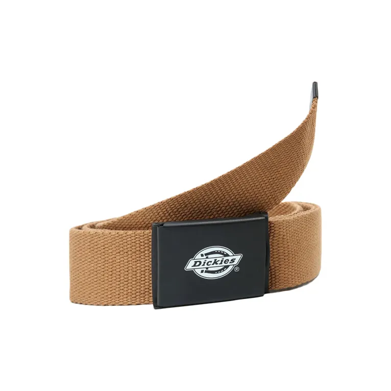 Dickies Logo Smooth Buckle Leather Belts Men's Brown-1