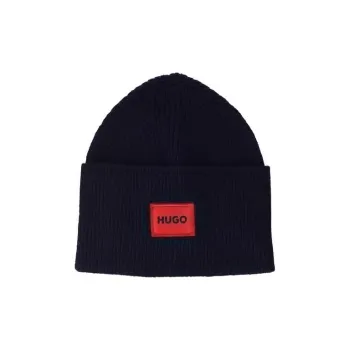 HUGO BOSS Logo Patch Ribbed Beanie