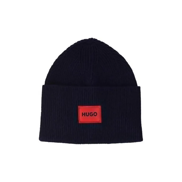 HUGO BOSS Logo Patch Ribbed Beanie-0