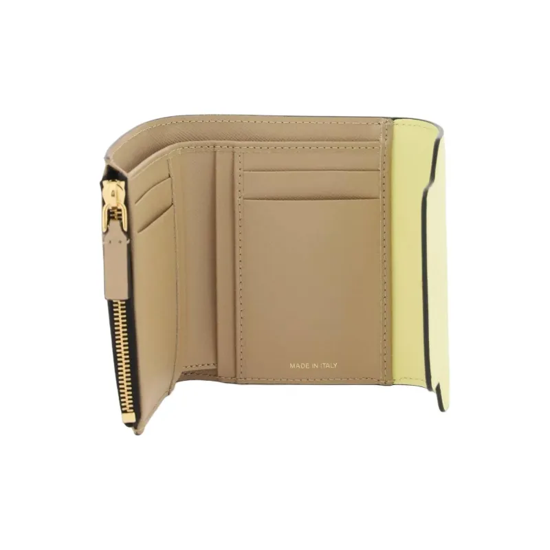 MARNI Leather Wallet Women's Yellow & Green & Beige-3
