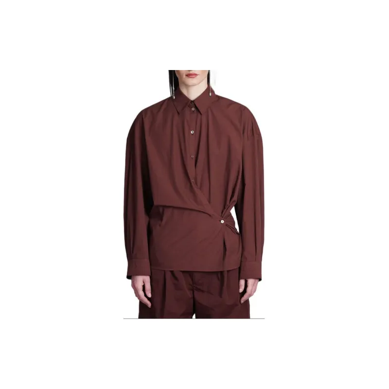 Lemaire Straight Collar Twisted Shirt 'Cocoa Bean'-1