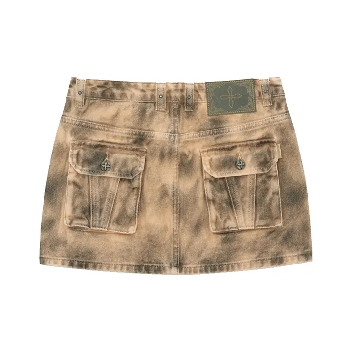SMFK Denim Short Skirts Women's Mist Gray-1