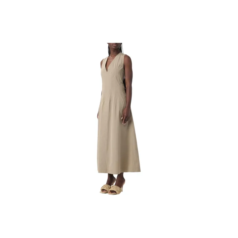 Bottega Veneta V Neck Sleeveless Midi Dress-2
