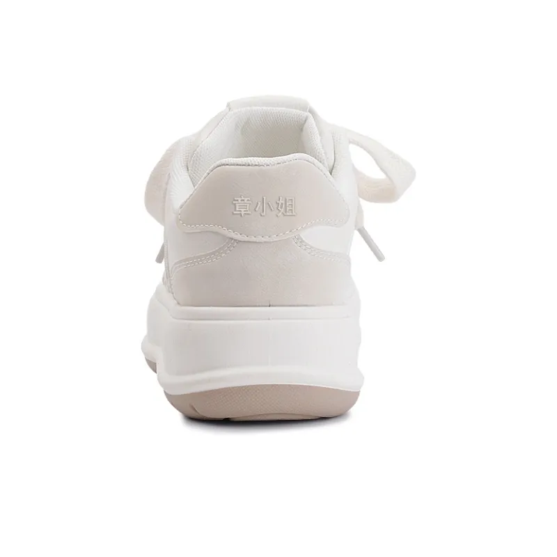 Miss Zhang Cushioning Height Increasing Low-Top Skateboard Shoes Women's White Silver-27