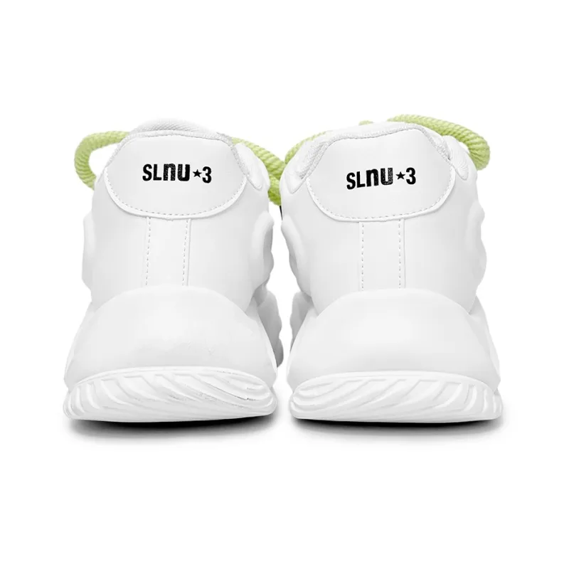 SLNU 3 Cushioned Wear Resistant Height Increasing Coverage Low Top Casual Shoes Men's White-1