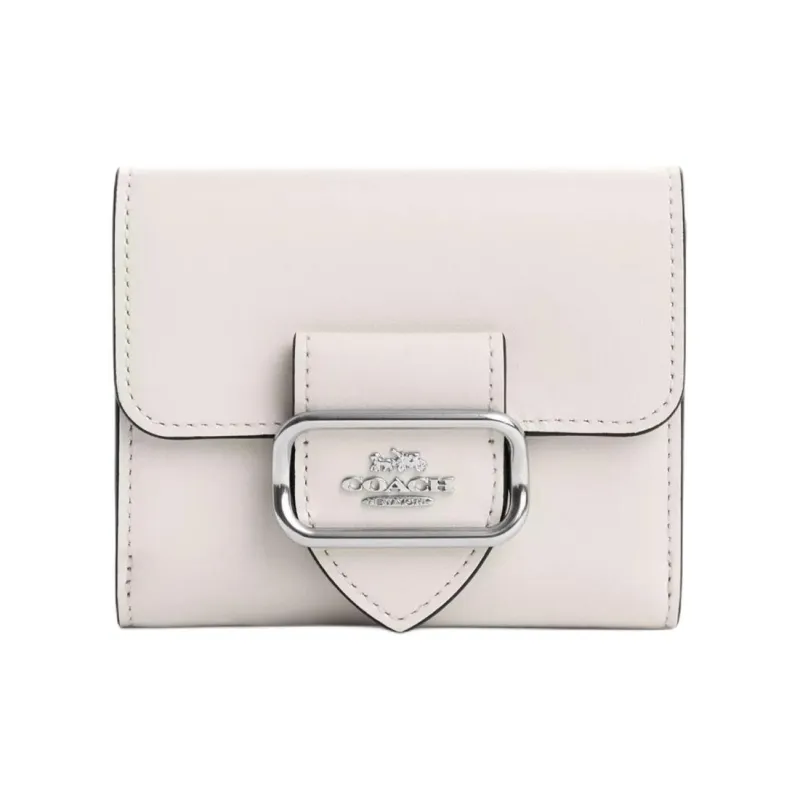 COACH Morgan Premium Calfskin Wallet Mini Women's Silver & Chalk White-0