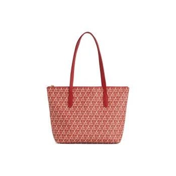 COCOEVA PVC & PU Tote Bag, Shopping Bag, Shoulder Bag Women's Luck Attracting Red/Brown Coral