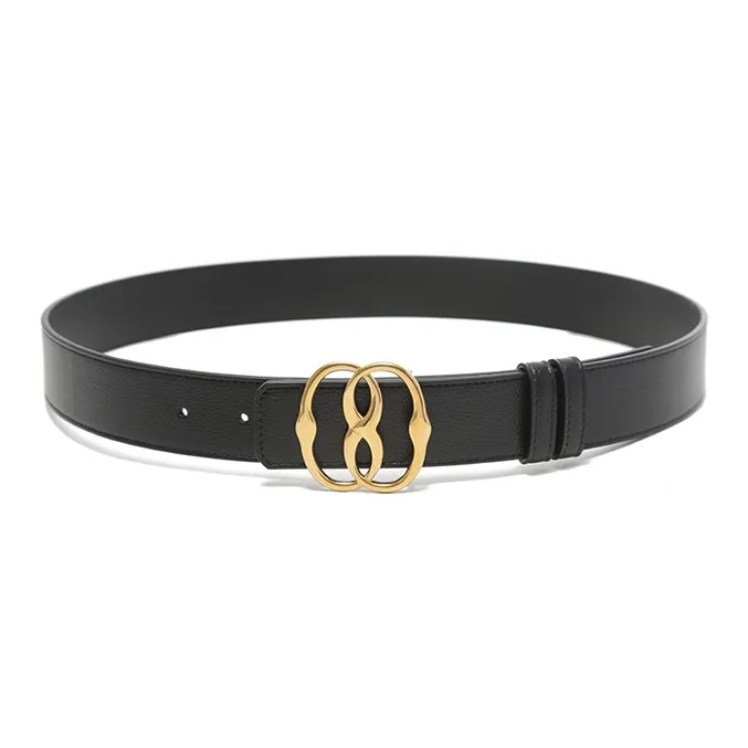 BALLY Non Trim Double Sided Business Advanced Plate Buckle Leather Leather Belts Men's Black 3.5cm-3