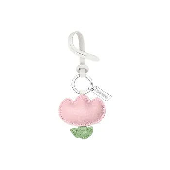 Bezzo Handmade Genuine Leather Lambskin Keychain Bag Pendant Car Pendant Unisex Pink Light Purple