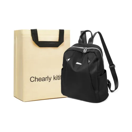 Chearly Kitity Fabric Travel Bags Backpack Regular Unisex Classic Black/Burgundy