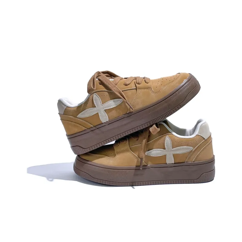 Mengsai Abrasion Resistant Slip Resistant Low Top Skateboard Shoes Unisex Ginger Yellow-1